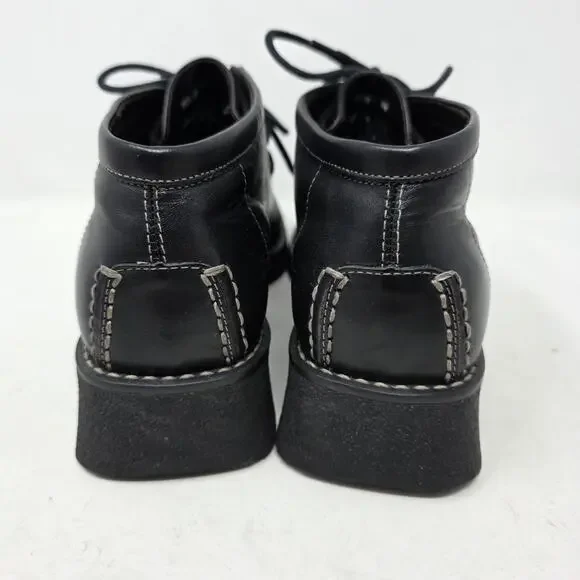 Vintage Bass Womens Toren / Wallabee / Chukka Boot Black Leather Size 8 M - Picture 5 of 12